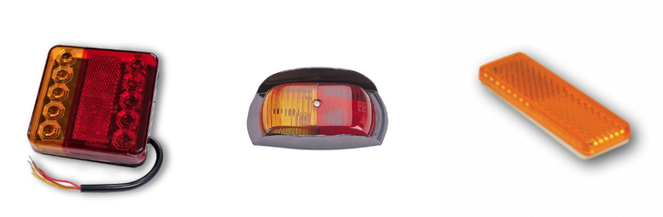 Trailer lights include brake lights, side marker lights, indicator lights and reflectors